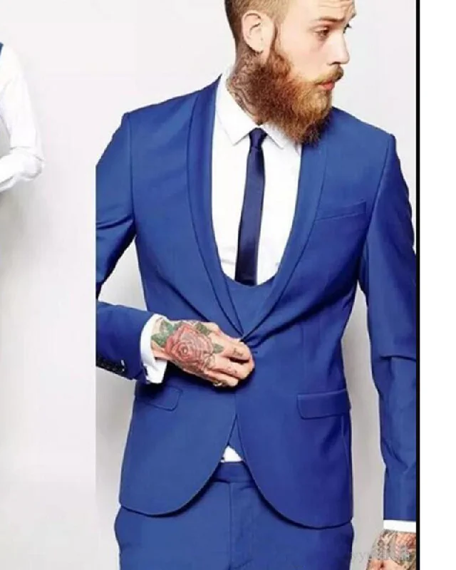 Men's business casual tuxedo jacket -Blue/Red /Green Multi Color Handsome Men Wedding Suits / Tuxedos 3 Pieces Outfit CB6655