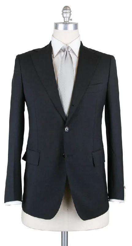 Men's checkered wool tuxedo -Borrelli Black Suit - 46 US / 56 EU