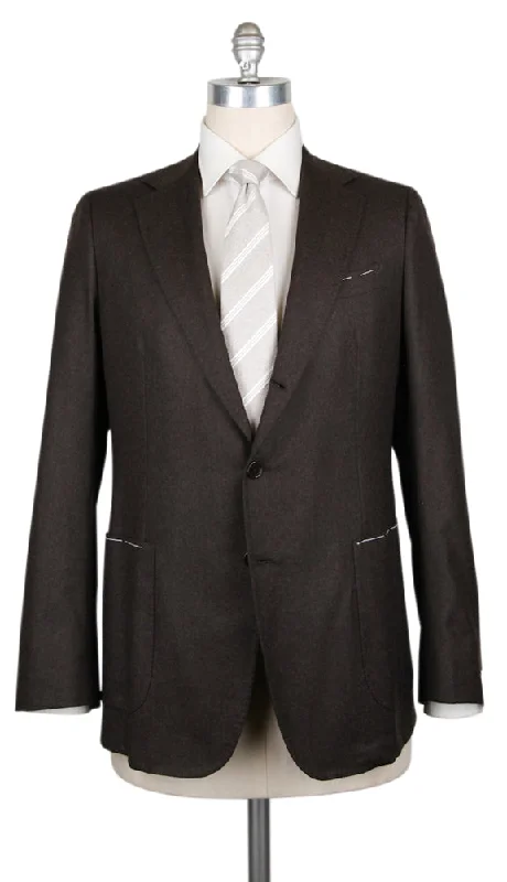 Men's modern grey office suit -Borrelli Dark Brown Suit