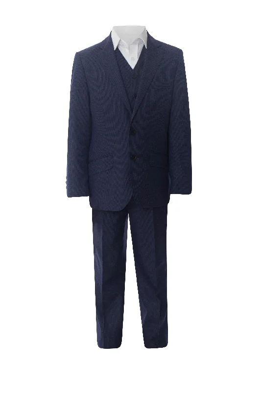 Men's navy wool wedding tuxedo -Boys Striped Blue Suit