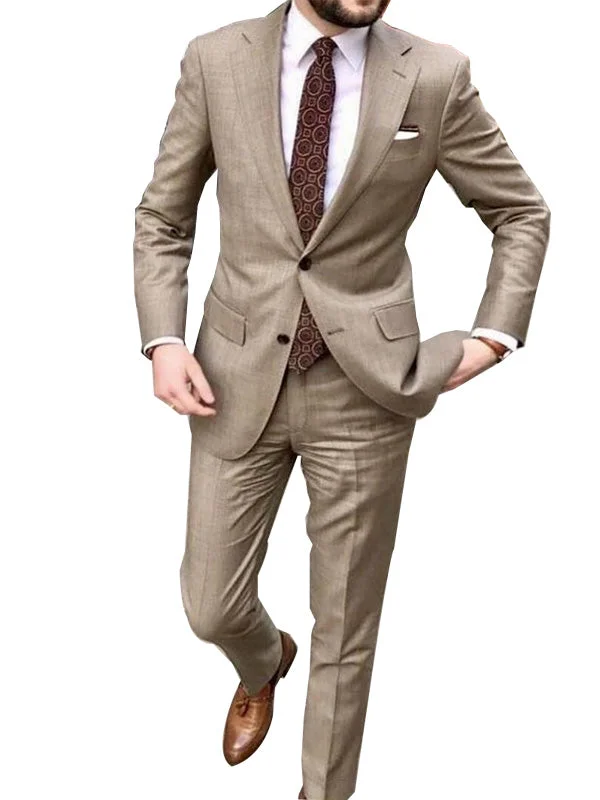 Men's formal grey wool business suit -Brown men Suits 2 Pieces Casual Business wear CB1027