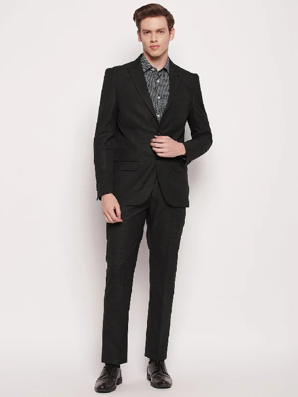 Men's formal navy tuxedo jacket -Men Black 2 Piece Suit