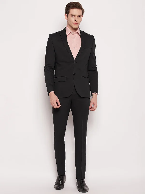 Men's tailored tuxedo jacket -Men Black 2 Piece Suit