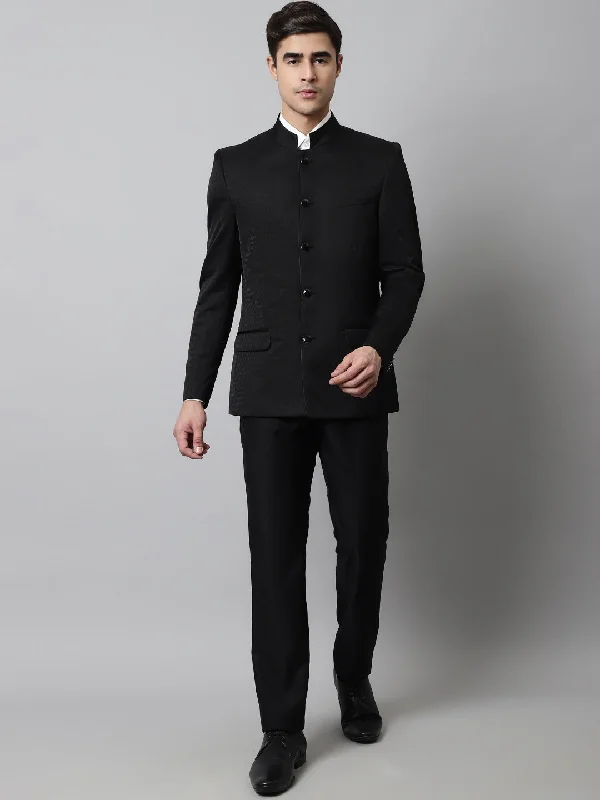 Men's classic black wool suit -Men Black 2 Piece Suit