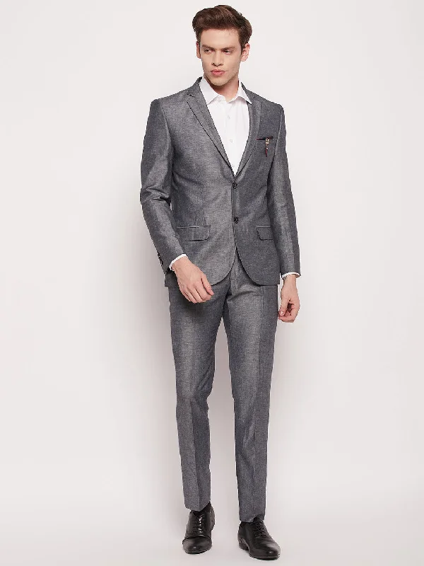 Men's slim fit wool dinner suit -Men Dark Grey 2 Piece Suit