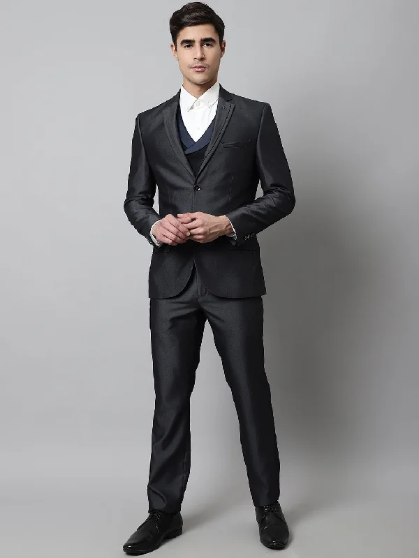 Best men's tuxedo suit for corporate events -Men Dark Grey 3 Piece Suit