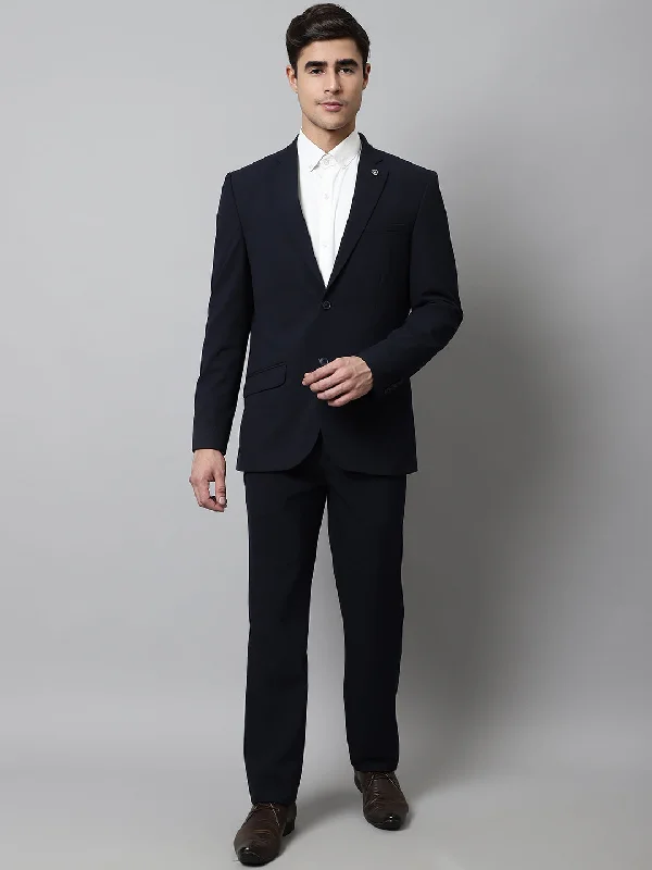 Designer grey tuxedo for men -Men Navy 2 Piece Suit