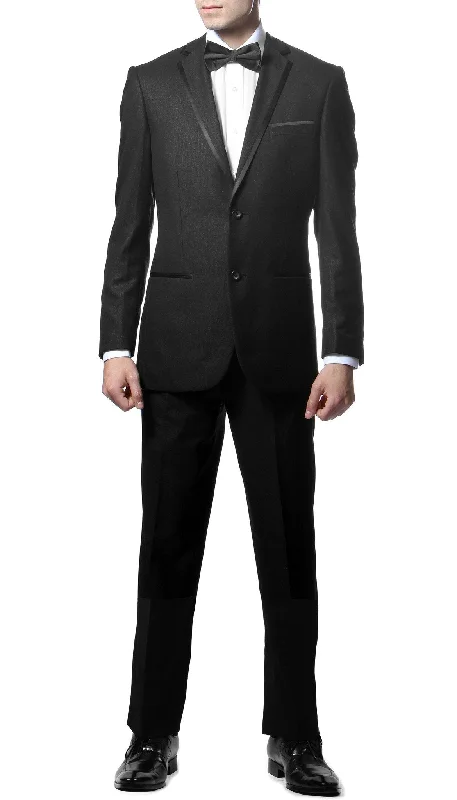 Best wedding tuxedo jacket for groom -Celio Black Slim Fit Notch Lapel 2 Piece Tuxedo