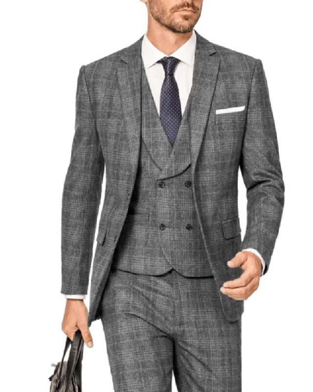 Best men's tuxedo suit for corporate events -Checked Plaid Tweed 3 Pieces Men Dress Suits Dinner Jacket Bisiness Suits anzug herren CB0905