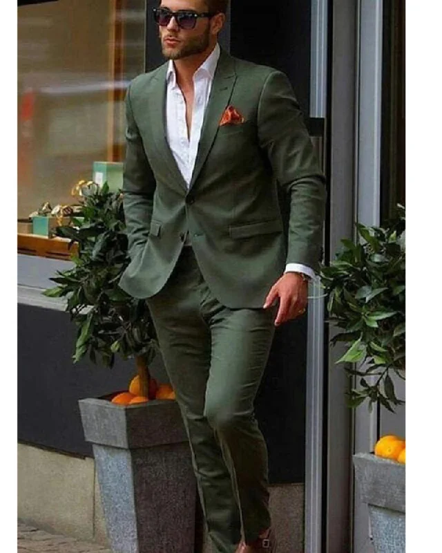 Men's luxury office suit jacket -Classy Two PieceDark Green Mens Suit for Wedding, Engagement, Prom, Groom wear and Groomsmen Suits CB33271