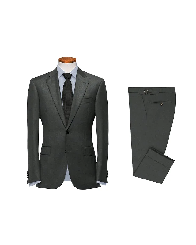 Men's luxury office suit jacket -Drago Grey Wool Super 160s Suit