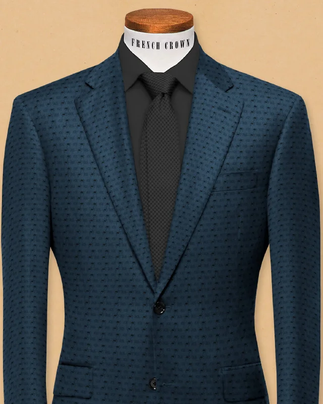 Men's classic wool three-piece suit -Emerald Green Schiffli-Embroidered Patterned Giza Cotton Designer Blazer