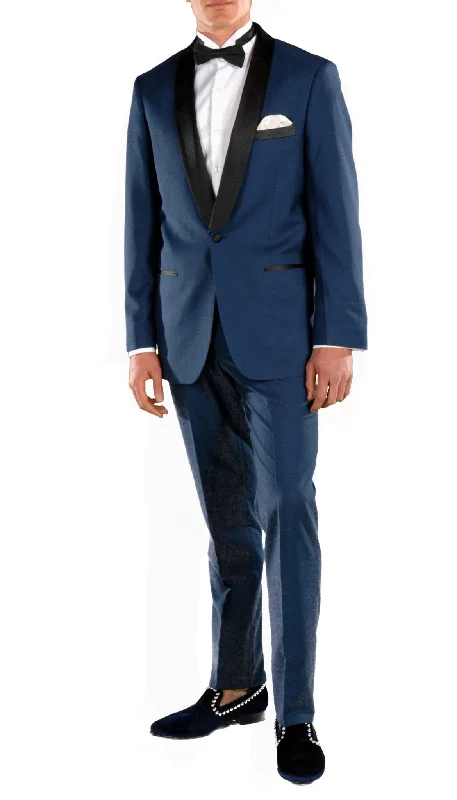 Best business tuxedo jacket for men -Falls Indigo Slim Fit 2 Piece Tuxedo