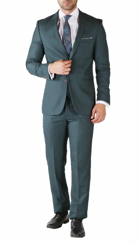 Men's modern grey office suit -Ferrecci Hart 3 Piece Slim Fit Teal Suit