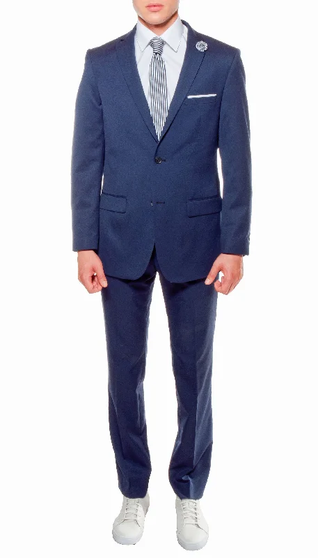 Men's stylish dinner tuxedo jacket -Ferrecci Mens Savannah Navy Slim Fit 3 Piece Suit