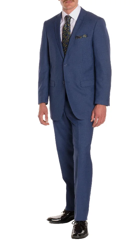 Men's slim fit blue wool tuxedo -Ford New Blue Regular Fit 2 Piece Suit