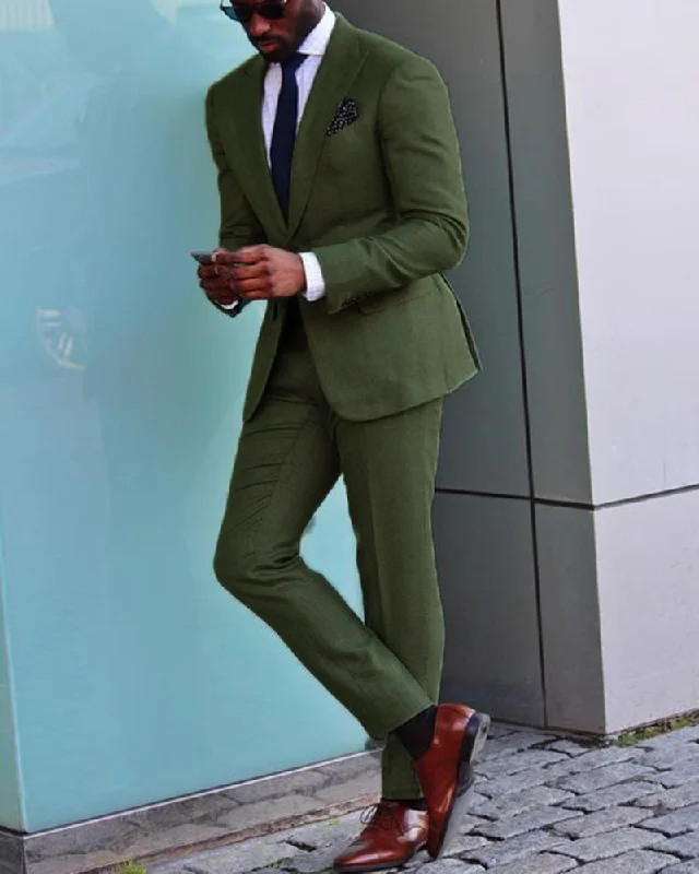 Men's formal dinner tuxedo rental -Green Wedding Suit /Tuxedo for Men,Formal Prom Party Suits two Pieces outfits (jacket +pants)