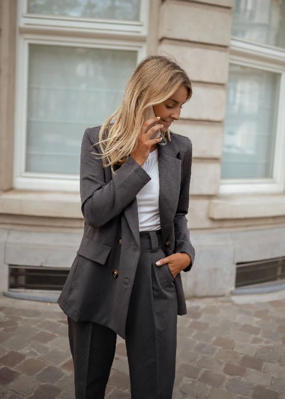 Men's grey tuxedo with satin lapel -Grey Amel Blazer