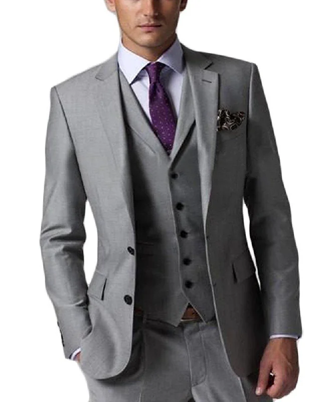 Best grey business tuxedo for men -Grey Suit Men 2022 3 Pieces Groom Wedding Tuxedos Suits （Jacket Pant Vest)