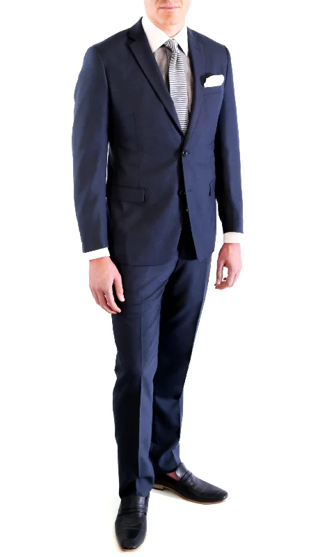 Men's blue tuxedo with black lapels -Hart Collection-Piece Navy Slim Fit Suit