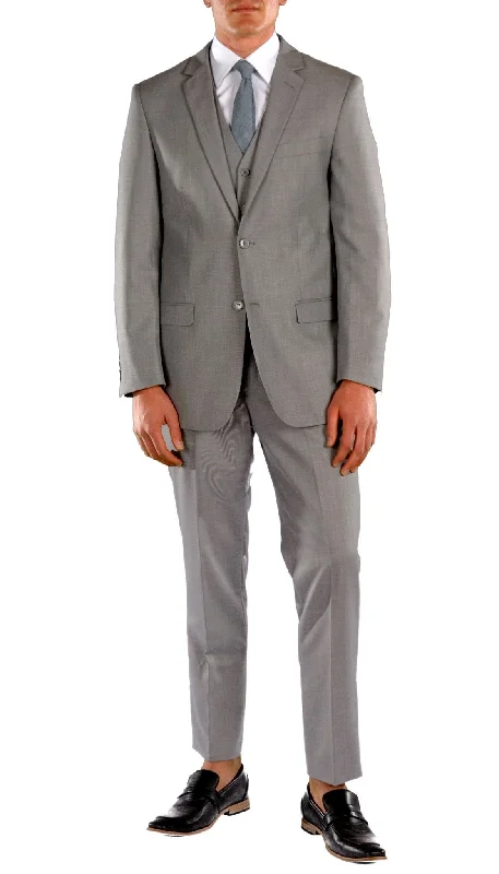 Men's checkered tuxedo with satin collar -JAX Light Grey Slim Fit 3 Piece Suit