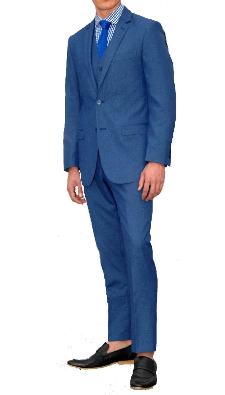 Men's business tuxedo with satin finish -JAX new Blue Slim Fir 3 Piece Suit