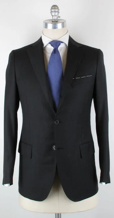 Men's premium business wedding suit -Luigi Borrelli Charcoal Gray Suit – Size: 46 US / 56 EU