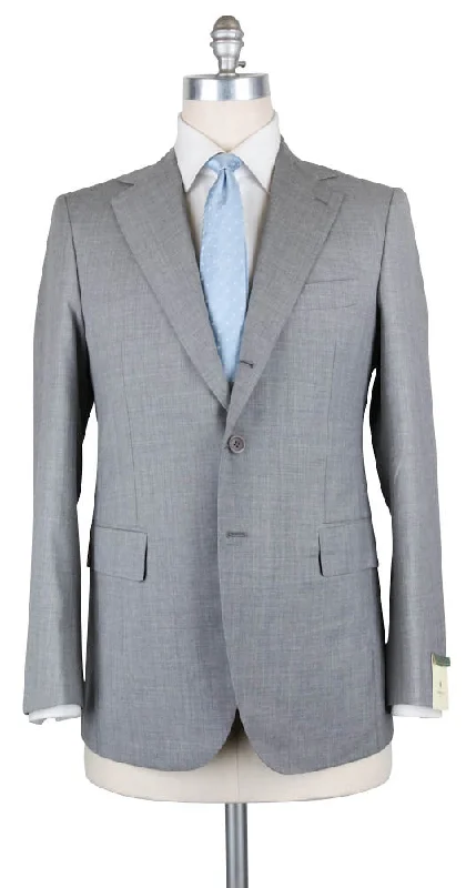 Men's business formal slim fit suit -Luigi Borrelli Light Gray Suit - 46 US / 56 EU