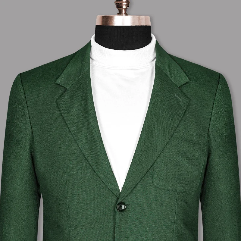 Men's checkered tuxedo with satin collar -Lunar Green Luxurious Linen Sports Blazer