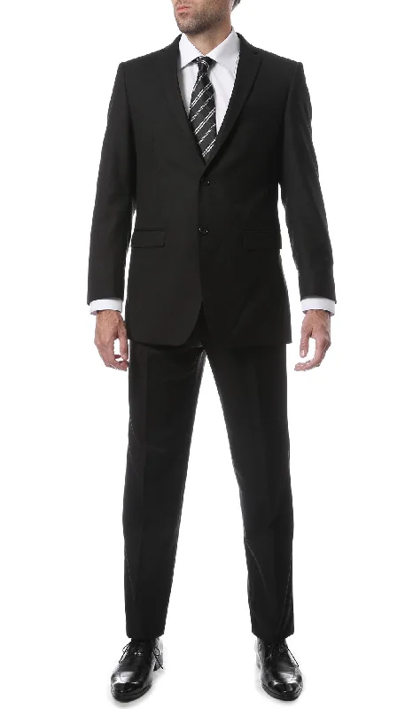 Best wedding tuxedo jacket for men -Mens 2 Button Black Regular Fit Suit