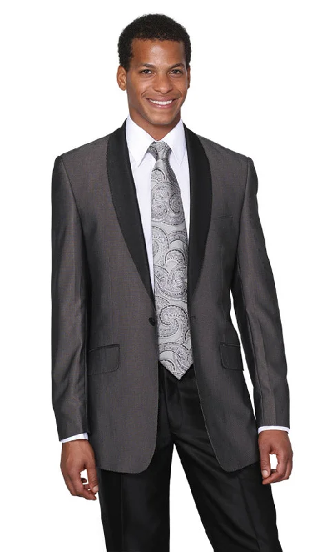 Men's slim fit wool tuxedo jacket -Men's Designer Suit 5601