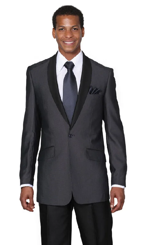 Men's grey wedding tuxedo rental -Men's Designer Suit 5601