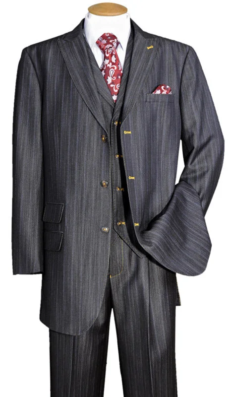 Men's luxury navy business suit -Men's Designer Suit 5609V