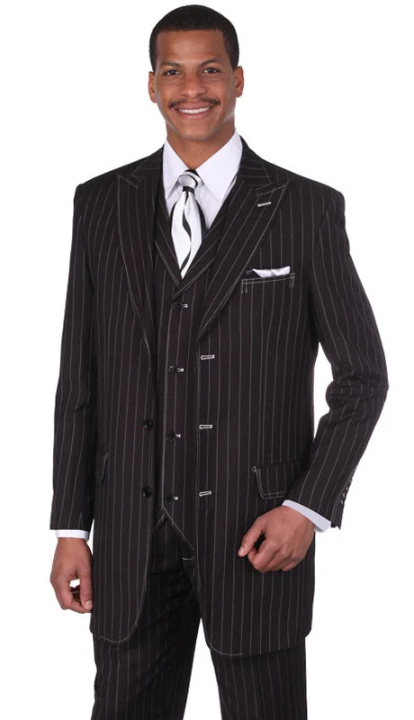 Men's charcoal tuxedo with black tie -Men's Designer Suit 5903V