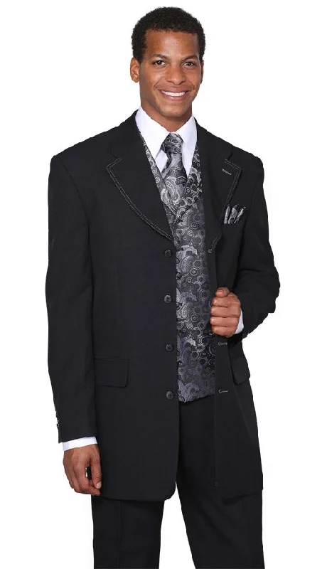 Men's slim fit tuxedo with vest -Men's Designer Suit 6903V