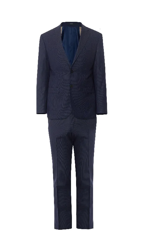 Men's tailored tuxedo jacket for events -Mens Navy Striped Suit