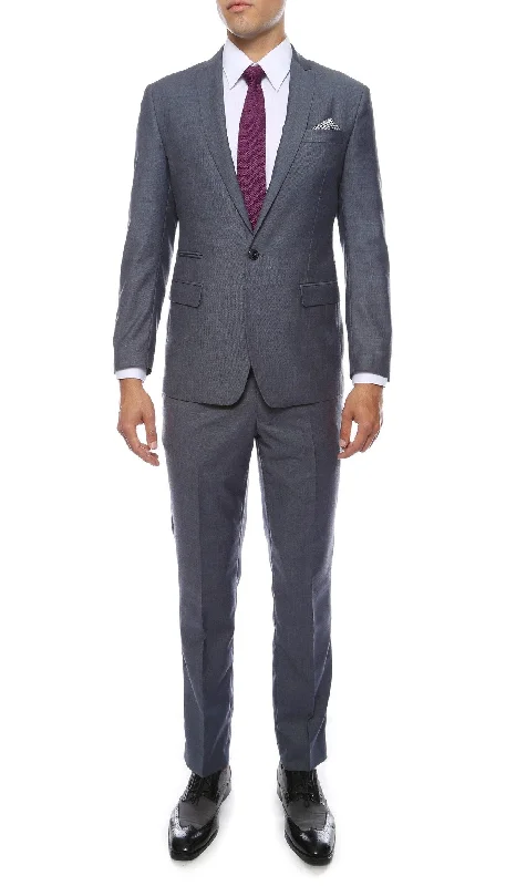 Men's formal dinner party tuxedo -Milano Mens Grey Slim Fit Peak Lapel 2 Piece Suit