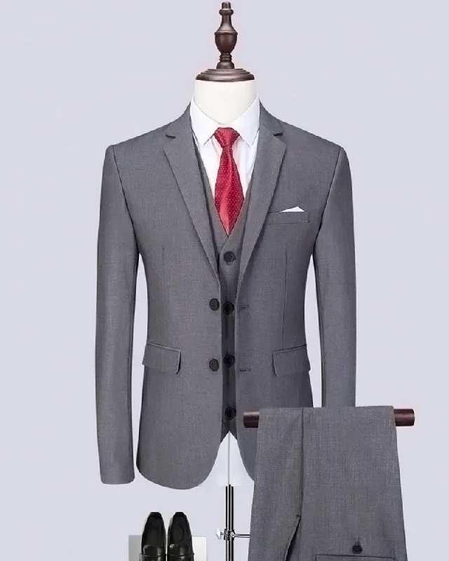 Men's high-end blue tuxedo jacket -Online Slim Fit Charcoal Gray Groomsmen Suits Design 3 Pieces (Jacket+Pants +vest)CB0923