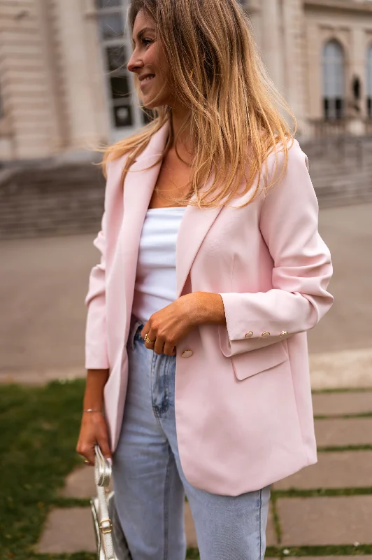 Best tuxedo suit for office events -Powder Pink Aurore Blazer