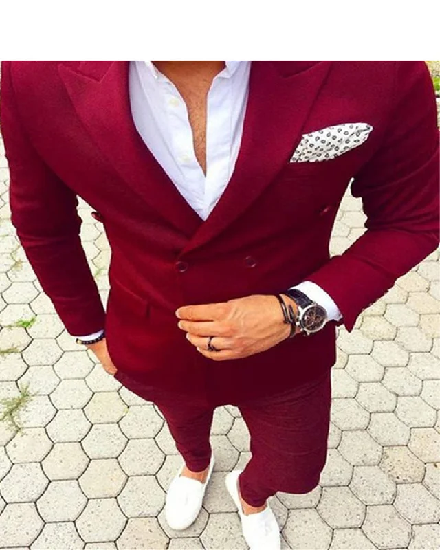 Men's premium office tuxedo -Red  Slim Fit Suits men's Wedding Suits With Pants Business  2 Pieces (Jacket+pants)CB945