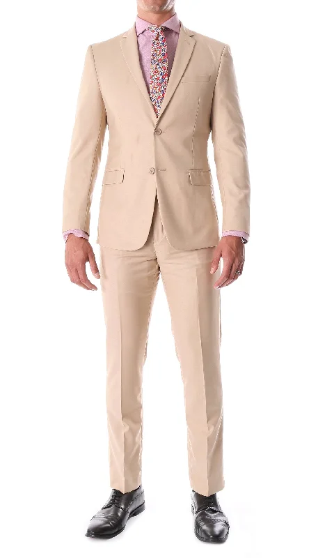 Men's premium business wedding suit -Oslo Collection - Slim Fit 2 Piece Suit Color Tan