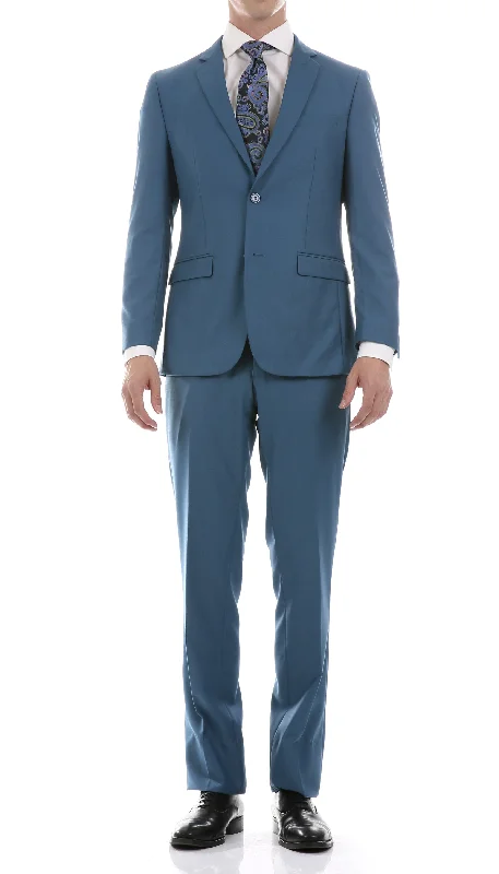 Men's formal tuxedo with velvet lapel -Oslo Collection - Slim Fit 2 Piece Suit Color Teal