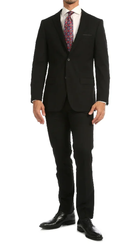 Men's slim fit wool wedding tuxedo -Windsor Solid Collection - Slim Fit 2 Piece Suit