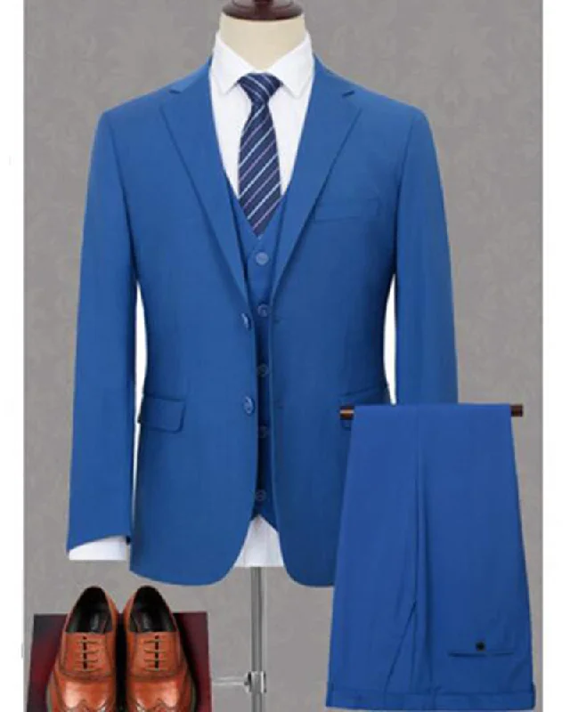 Men's business formal slim fit suit -Slim Fit Royal Blue 3 Pieces Wedding Men Suits Formal Dinner Jacket CB0826 (Jakcet +vest Pants)