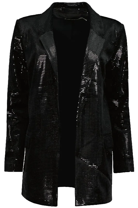 Men's slim fit wool tuxedo jacket -Steal The Night Sequin Blazer In Black