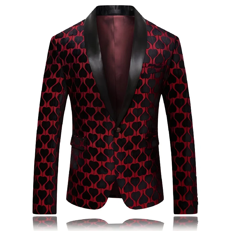 Men's office slim fit tuxedo -The Black Ace Jacquard Slim Fit Blazer Suit Jacket