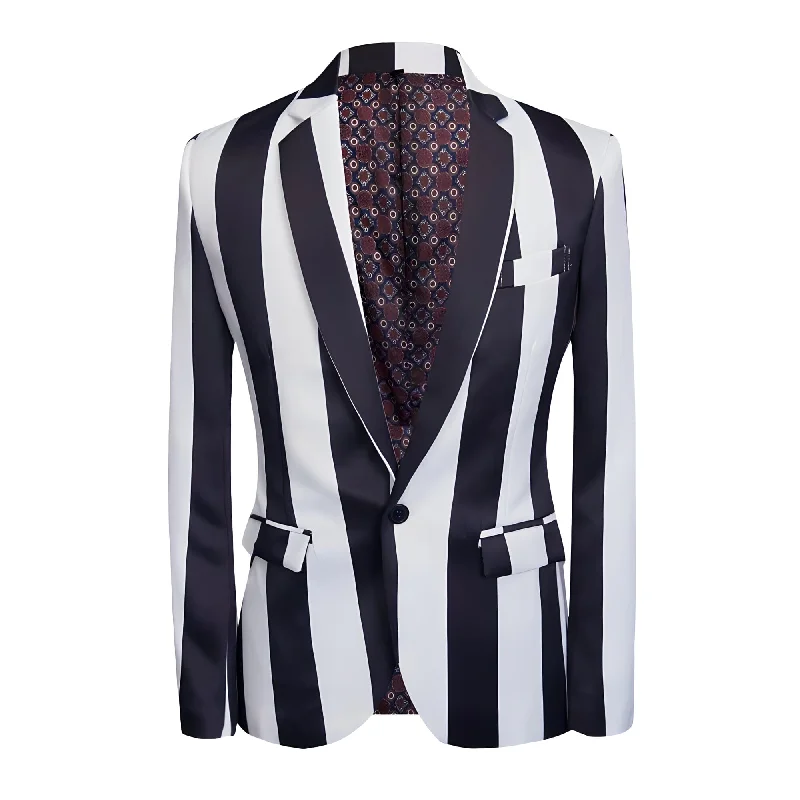 Men's modern tuxedo for wedding guests -The Carlton Striped Slim Fit Blazer Suit Jacket