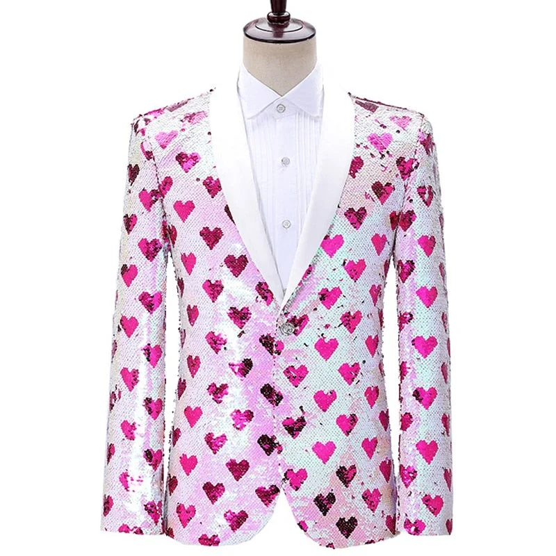 Men's wool formal tuxedo with vest -The Casanova Sequin Slim Fit Blazer Suit Jacket