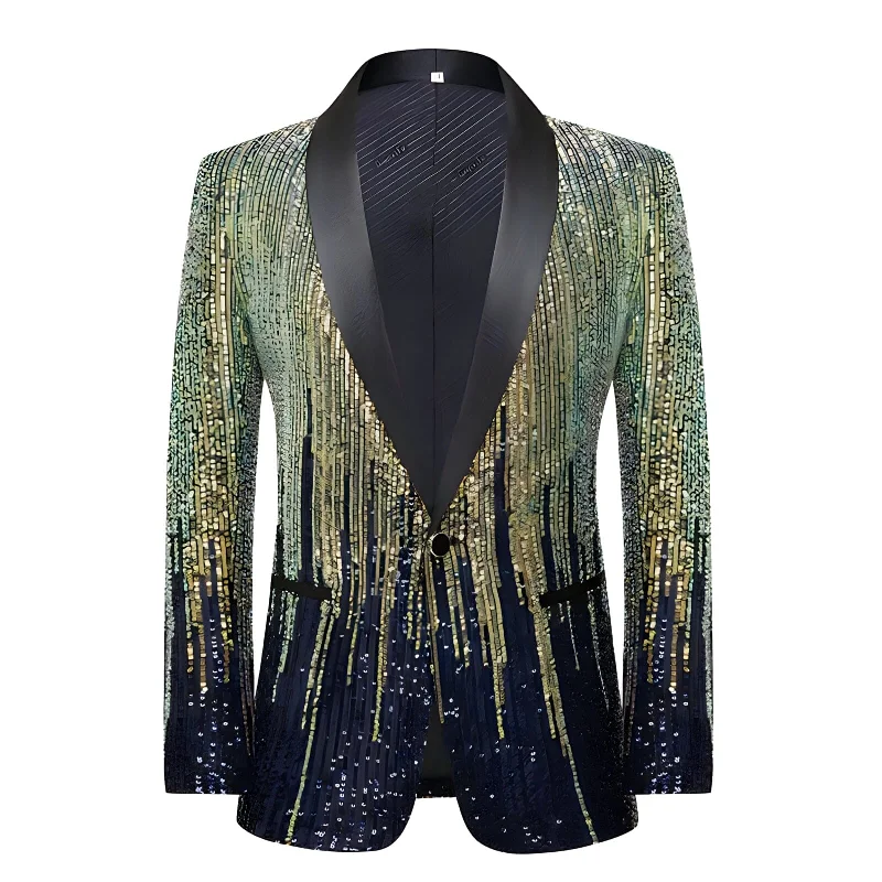 Men's formal dinner tuxedo rental -The Celestin Slim Fit Sequin Blazer Suit Jacket