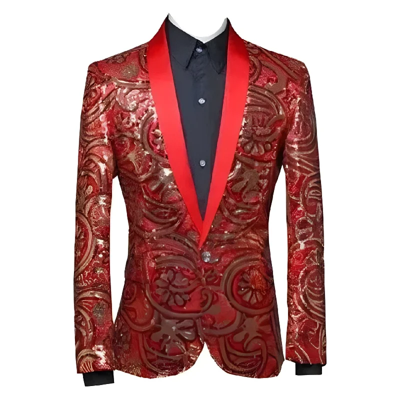 Men's business event suit jacket -The Kriss Sequin Slim Fit Blazer Suit Jacket